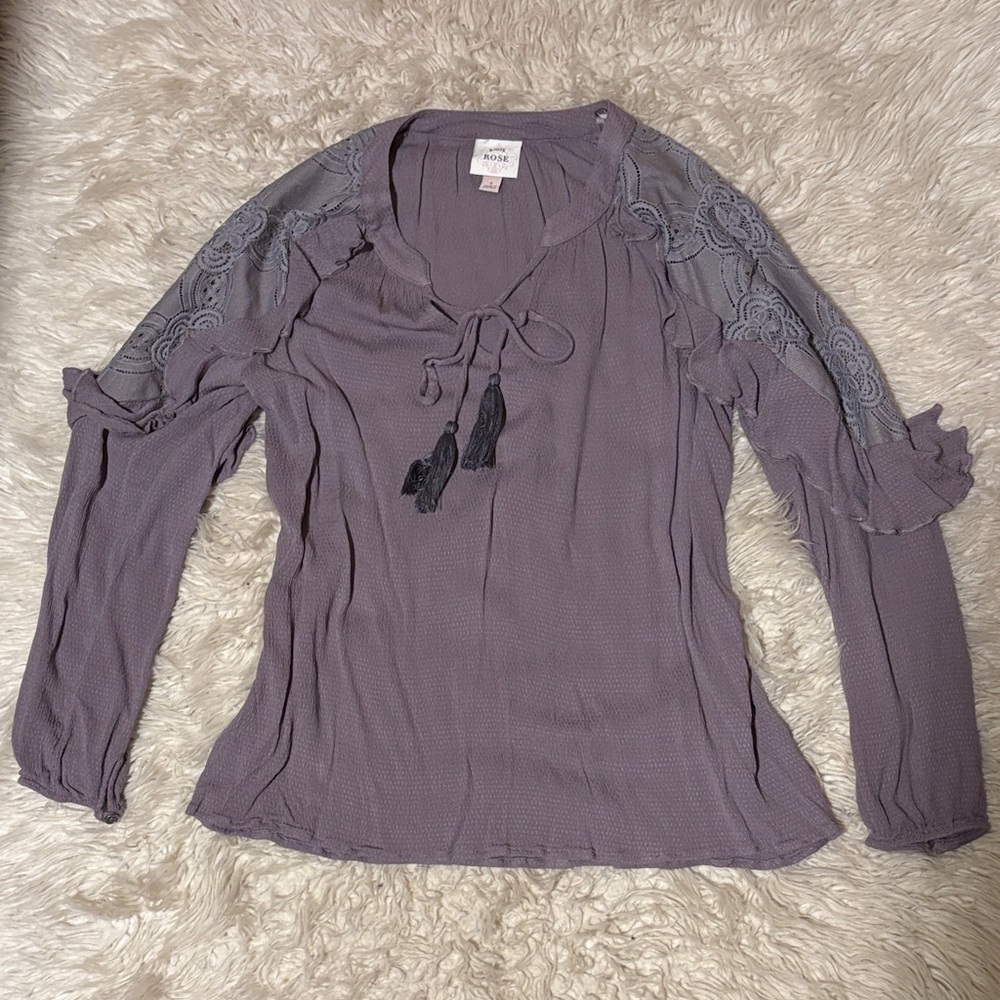Knox Rose Lace Sleeve Blouse - Lavender